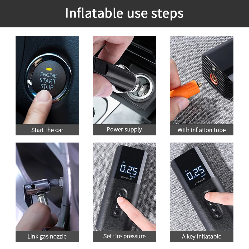 

Portable Tire Air Compressor For Cars Automotive Balls Motorcycles Bicycle Pump 12 V 150psi Mini Electric Car Tyre Inflator