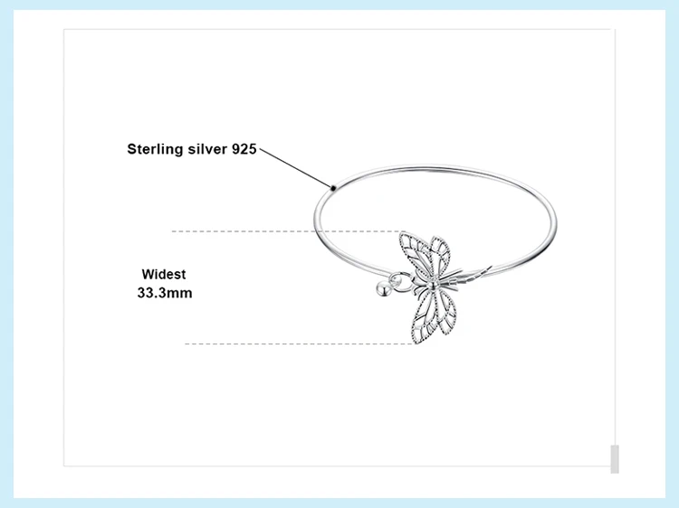 JewelryPalace Аутентичные 925 пробы серебряный Hollow Стрекоза Открыть Браслет Браслеты для Для женщин вечерние Модные Роскошные Ювелирные изделия Подарки