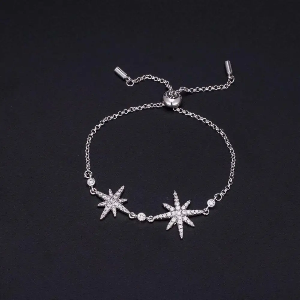 Простой и стильный браслет в виде дикой звезды регулируемая Серебряная цепочка