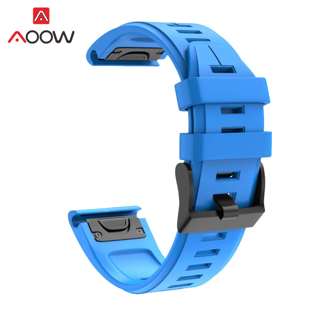 Sky blue Силиконовые ремешки для часов Garmin fenix6 6S 5X 6X 5S x5plus 3 3HR forerunner935 945 подход S60 ремешок браслет ремень/20 мм/22 мм 26 мм - Цвет ремешка: Sky blue