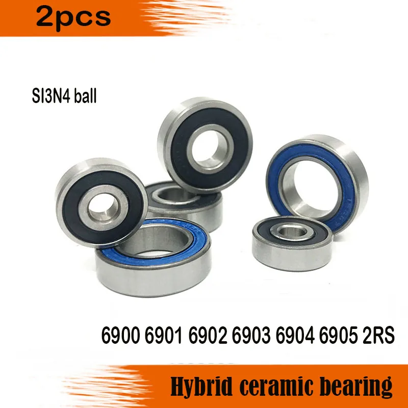 2PCS 6900 6901 6902 6903 6904 6905 2RS Stainless Steel Hybrid Ceramic Bearings Bike Bearing si3n4 balls