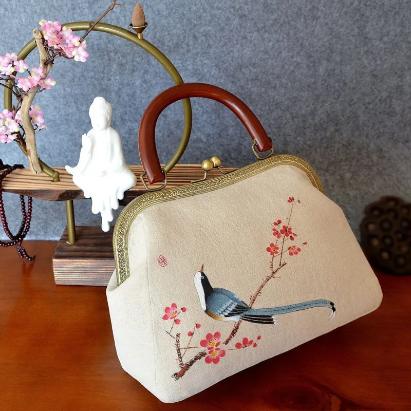 

High-End Handbag Hand-Painted Bag Women's Bag 2020 New Chinese Style with Cheongsam Jinkou Bag Hanfu Bag