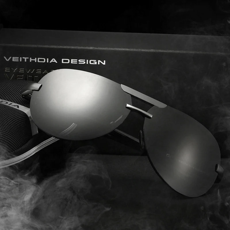 Мужские солнцезащитные очки без оправы VEITHDIA алюминиевые магниевые
