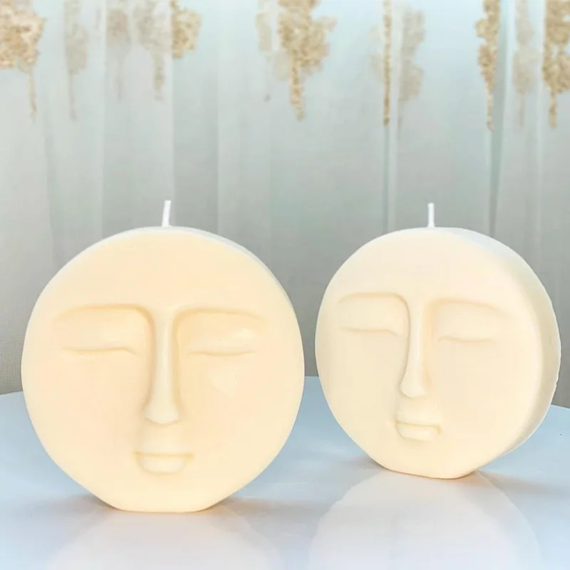 

New Creative Face Carving Candle Mold Retro Style Handmade DIY Scented Candle Wax Home Moon Candle Mold