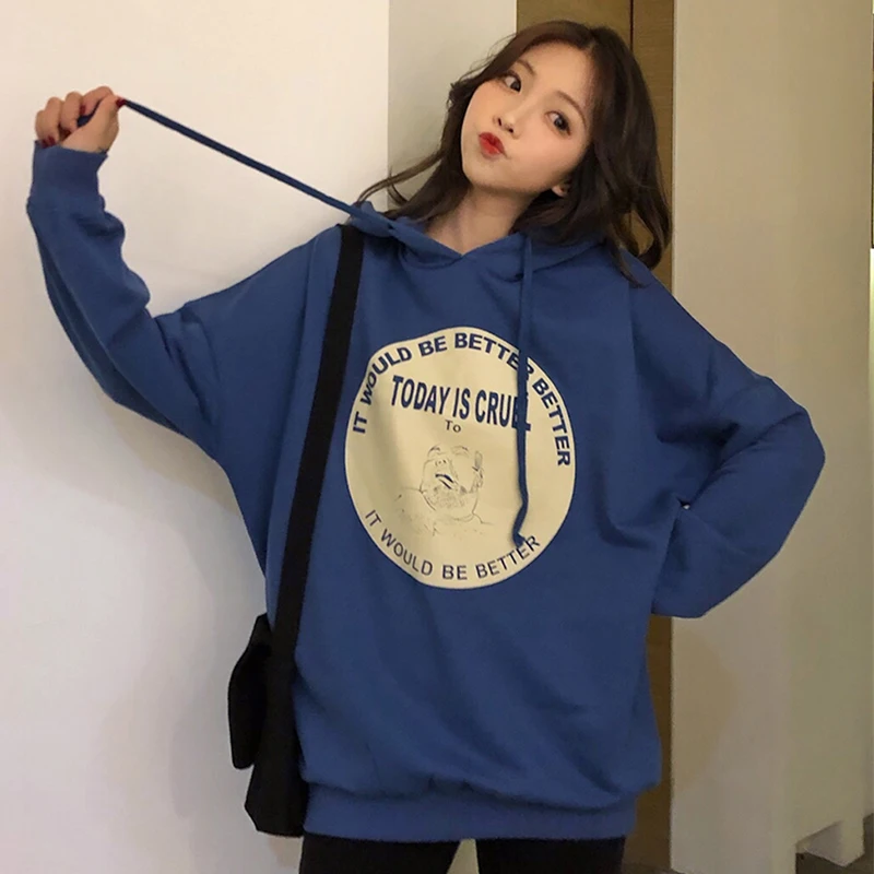 

Fashion Super Dalian Hoodie Women Letters Harajuku Leisure Sports Sweatshirt Hooded Long Sleeve Loose Autumn/Winter Jacket Top