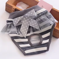 sanitary dog physiological pants cotton stripe washable female dog short panties for pets lace bowknot menstruation puppy briefs
