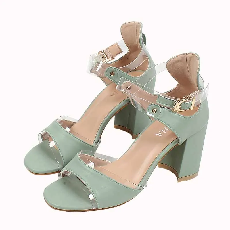 

Block Heels High Heeled Sandals Woman 2021 Open Toe Ladies Shoes Summer Cross Suit Female Beige All-Match Chunky High-heeled Pee