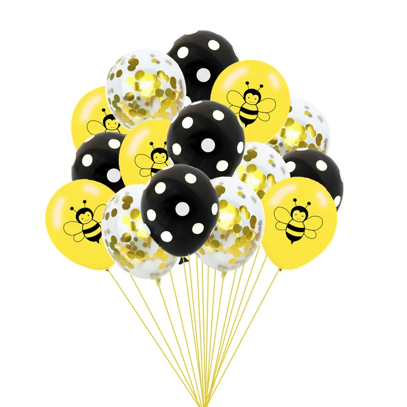 Happy Bee Day Bumble Bee Balloons Polka Dot Balloons for Honey Bee Themed Birthday Party Baby Shower Supplies