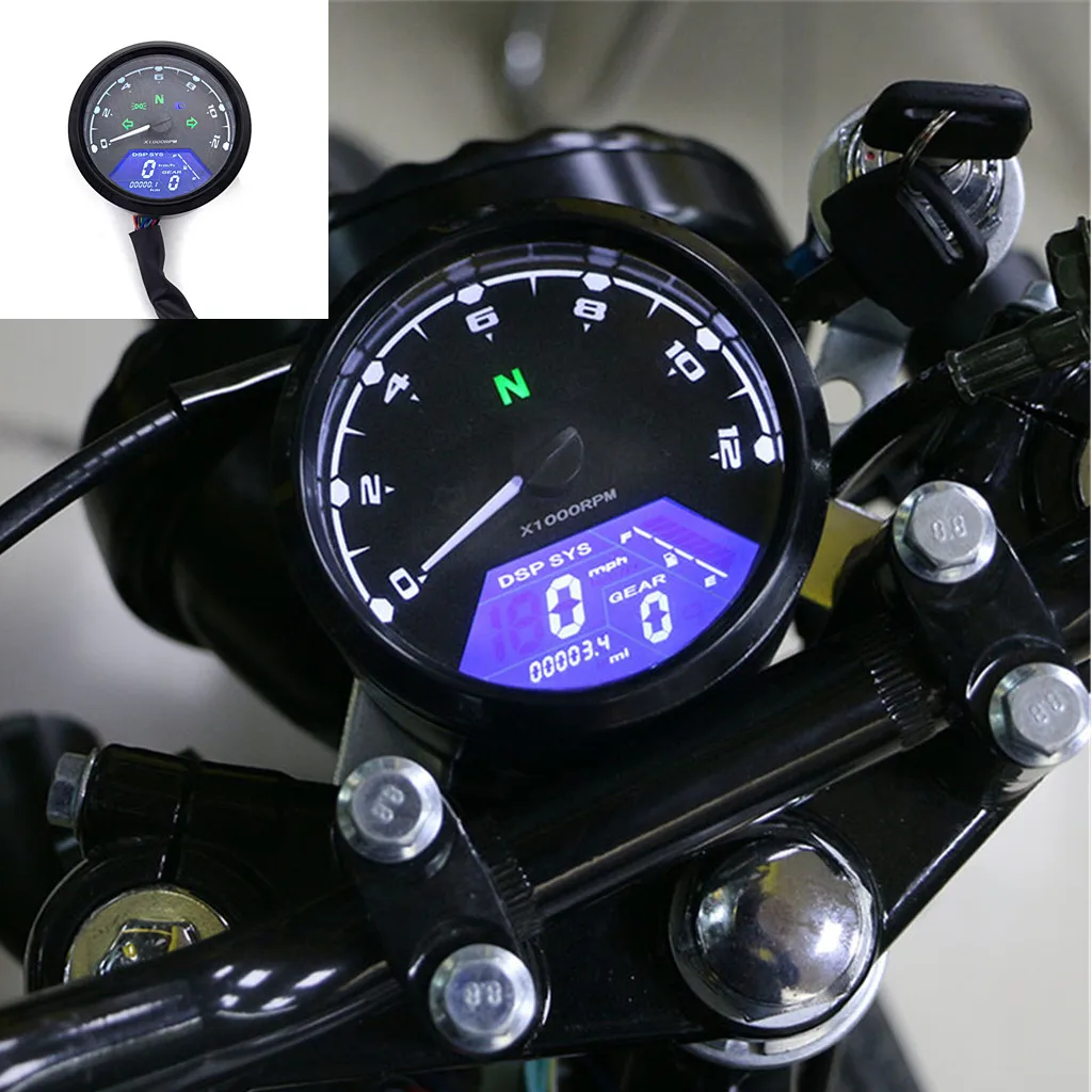 Odómetro Digital LCD Universal para motocicleta, tacómetro, velocímetro, medidor impermeable, multifunción, para Cafe Racer 2-4 cilindros