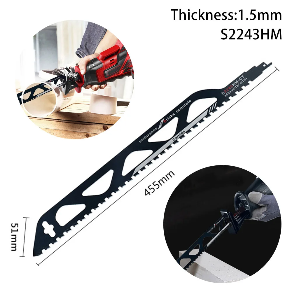 S2243HM Carbide Reciprocating Saw Blade For Cutting Concrete Brick Stone Alloy Steel Teeth Blades