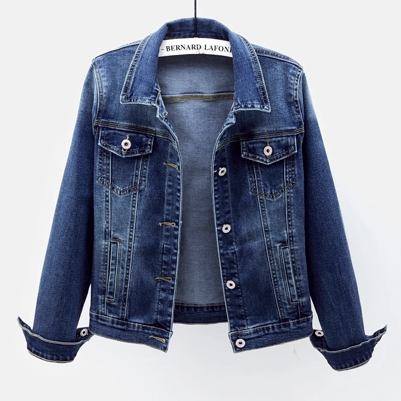 

Spring Autumn New Elasticity Slim Denim Jackets Women Vintage Blue Student Outerwear Long Sleeve Short Jeans Jacket Coat Female
