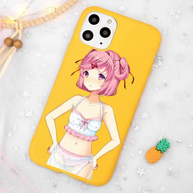 

Doki Doki Literature Club Phone Case Candy Color Yellow for iPhone 11 12 pro XS MAX 8 7 6 6S Plus X 5S SE 2020 XR
