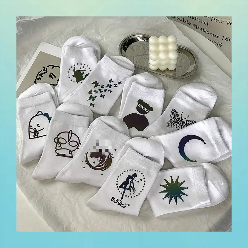 

Japan Harajuku Night Reflection Light Socks Funny Cartoon Socks Fashion Cute Socks Street Style Hip-hop Skateboard Socks