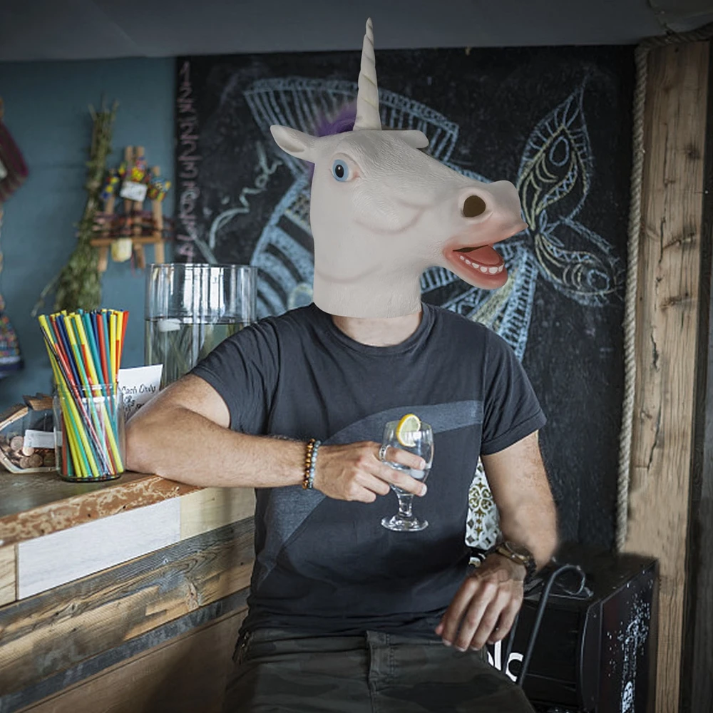 Маска единорога Molezu с пурпурными волосами на все лицо лошадью Хэллоуин новинка