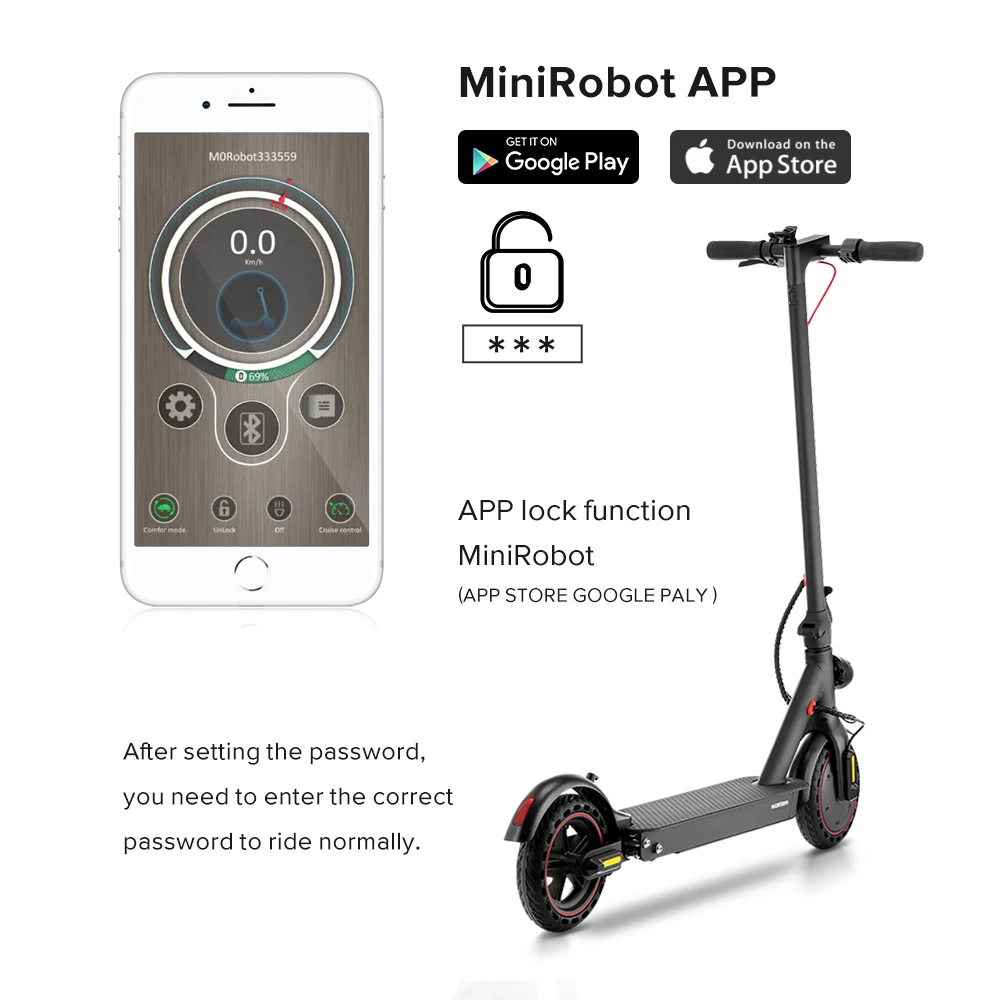 Электрический скутер 350 Вт со смарт приложением скейтборд складной