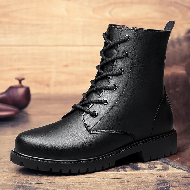 

Men Boots Autumn Winter Ankle Boots Shoes Genuine Leather Casual Shoes Man Punk Military Boots Warm Snow Shoes Plus Size 47 48