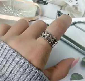 Черный SHANICE, 925 пробы, серебряное, Открытое кольцо, для женщин, леди, панк, Винтаж, старый тайский, серебряная, для девушек, цепочка, улыбка, личность, хорошее ювелирное изделие, Anillos - Цвет основного камня: Черный