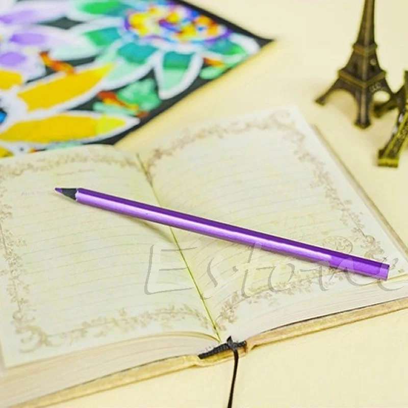 

12 Metallic Colored Pencil Non-toxic For Drawing Sketching Set Stationery