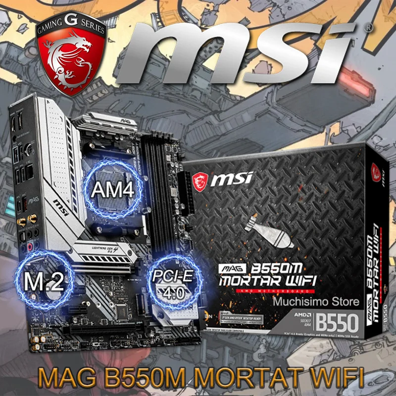 Новая розетка AM4 MSI MAG B550M MORTAR материнская плата с WIFI DDR4 M.2 PCI E 4 0 Настольный AMD B550