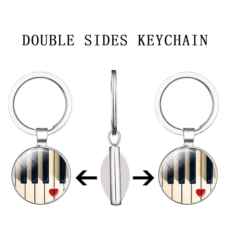 Музыкальный инструмент брелок изображение фортепиано двухстороннее стекло
