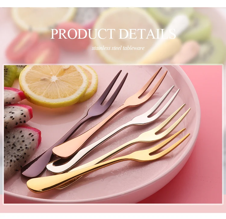 2 шт фруктовые вилки Роскошные из нержавеющей стали золотые Десертные Вилки для