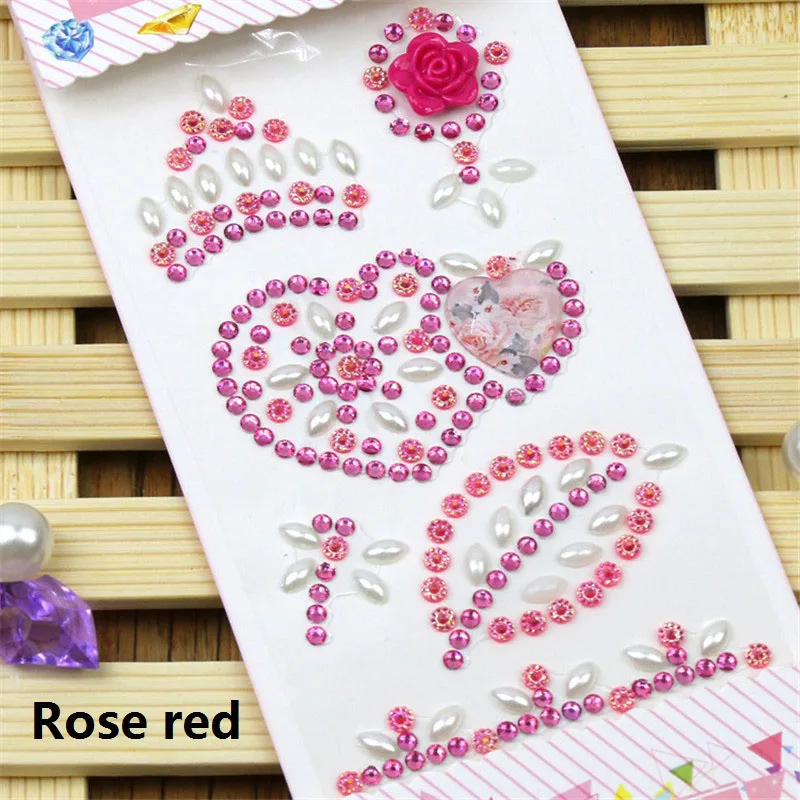 CA474-Rose red 1 лист акриловые стрекозы искусственные бриллианты с повторяющимся цветом DIY Ручная работа телефон украшение автомобиля Скрапбукинг Ремесло стикер кристалл аксессуары - Цвет: CA474-Rose red