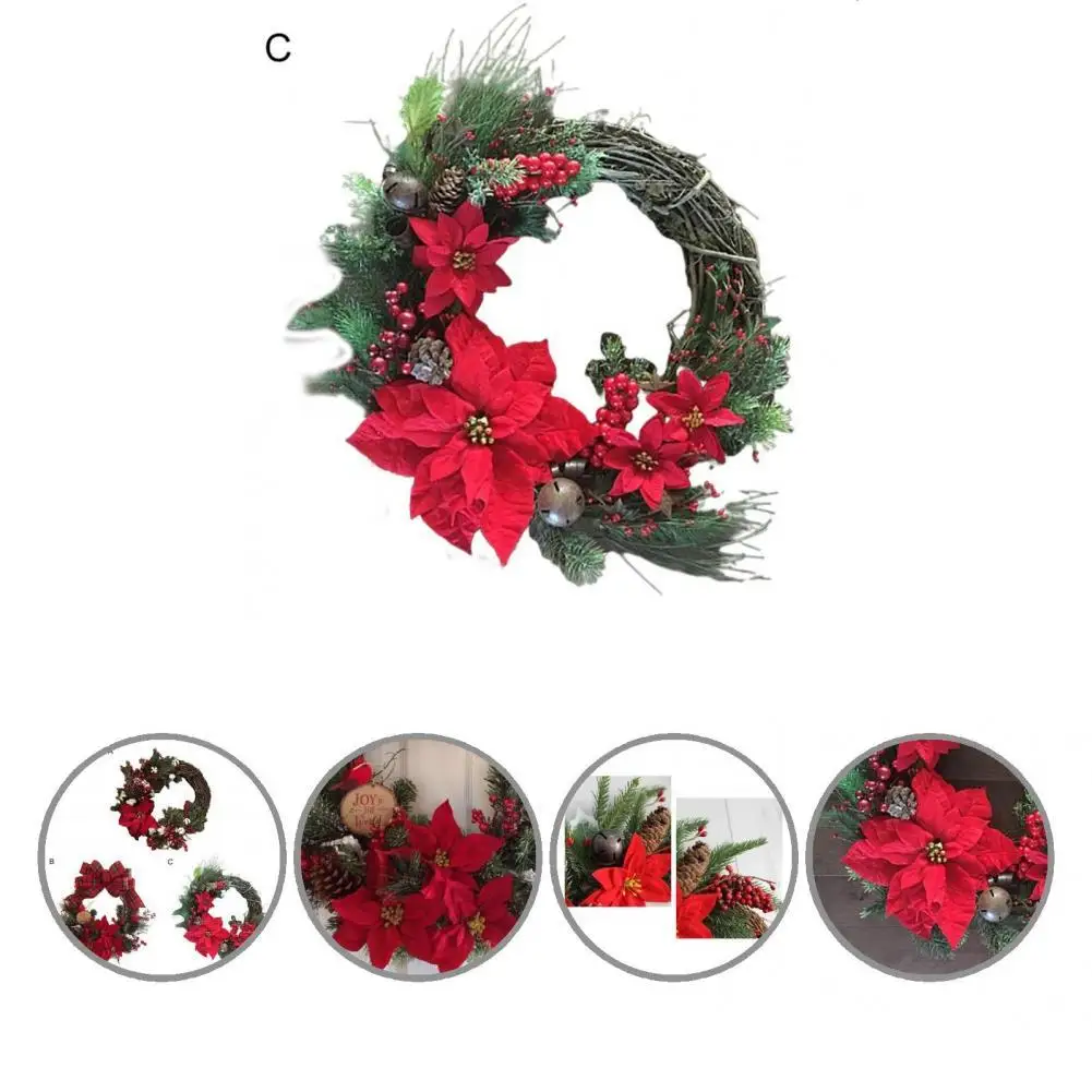 

Delicate Chic Eye-catching Christmas Front Door Wall Ornament Floral Garland for Home Hanging Wreath Artificial Wreath