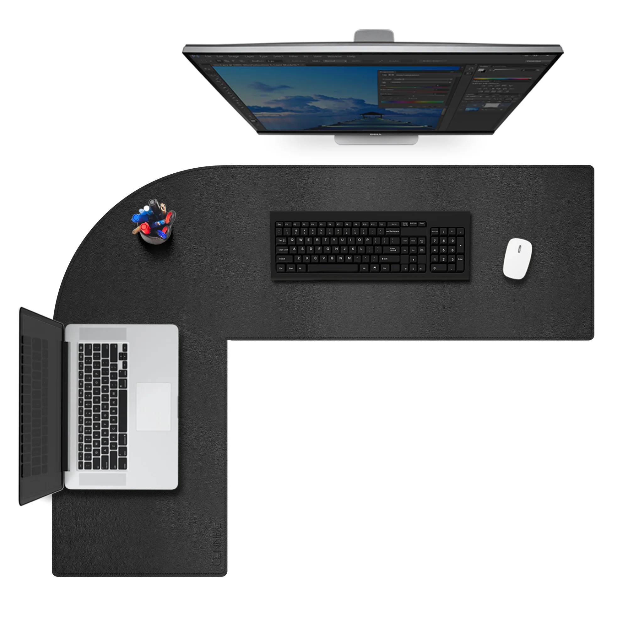 Коврик для стола L-образной формы-водонепроницаемый кожаный коврик и