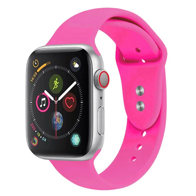 Спортивный силиконовый ремешок с двойной пряжкой для apple watch серии 4321 сменный Браслет ремешок для часов Ремешок для часов для apple watch 42 38 - Цвет ремешка: NO.21-Barbie-Pink