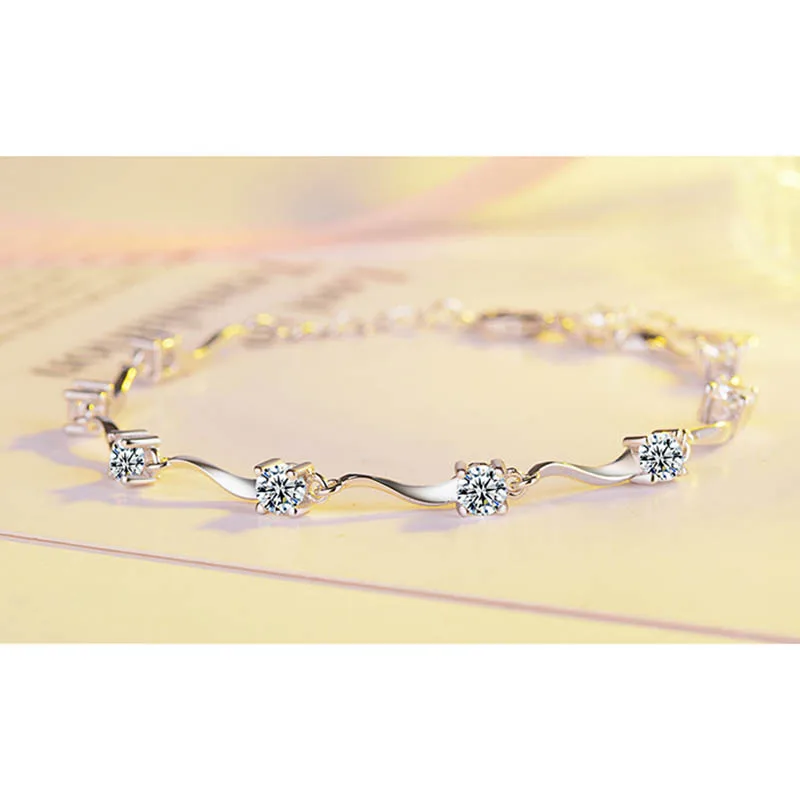Bague Ringen, Модный корейский стиль, волнообразный браслет для женщин, AAAAA, циркон, простое серебро 925, ювелирные изделия для свадеб