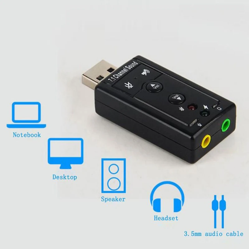 Oppselve External USB Virtual 7.1 Channel 3D Speaker Audio Microphone Sound Card Mic Adapter 3.5mm Jack Stereo Headset Converter | Мобильные