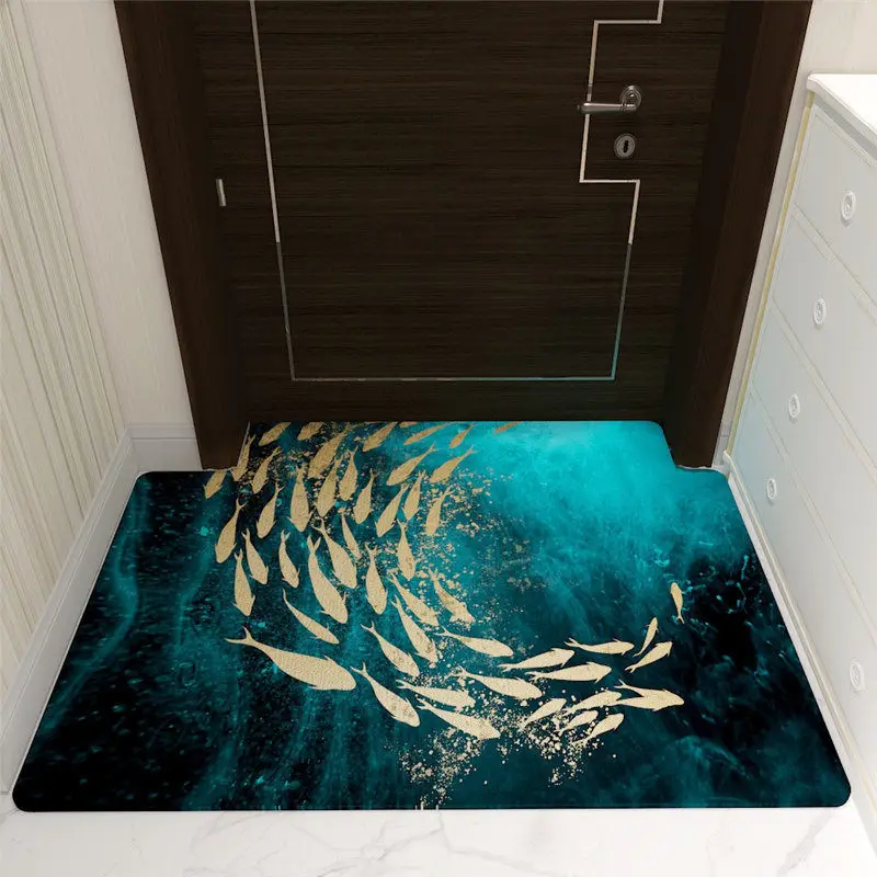 

Kitchen Bathroom Non-Slip Doormat Decoration Custom PVC Carpet Home Silk Circle Cushion Entrance Mats Carpet Living Room