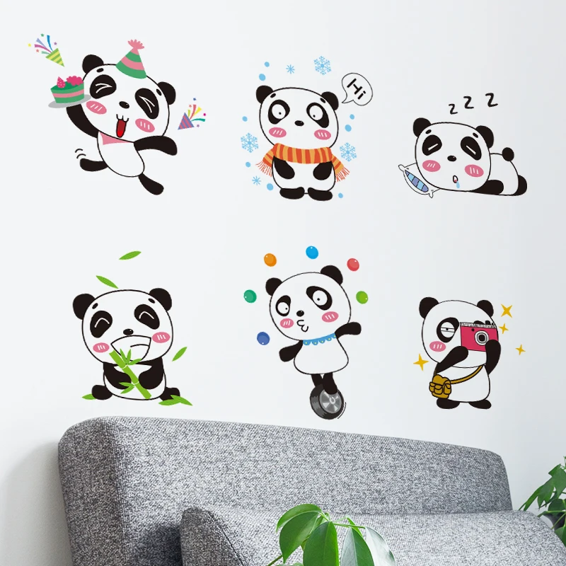 [Shijuekongjian] маленькие панды наклейки на стену винил DIY мультфильм Переводные