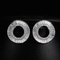 luxury korean zirconia wedding stud earrings with silver color crystal round female studs ear india jewelry gift