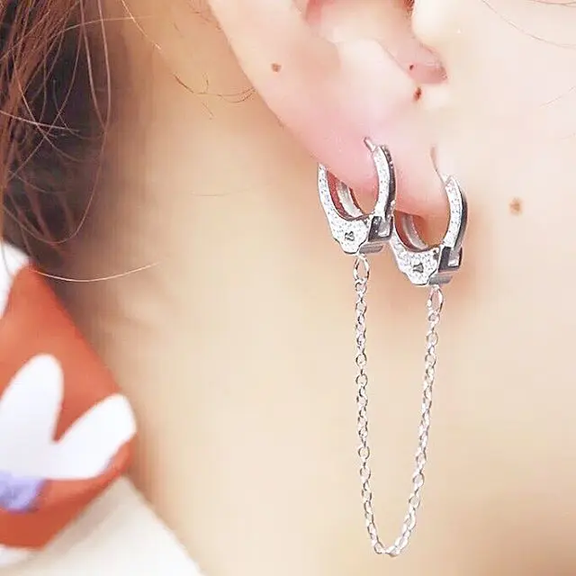 Женские серебряные серьги цепочки 100% пробы изящные элегантные простые капельки