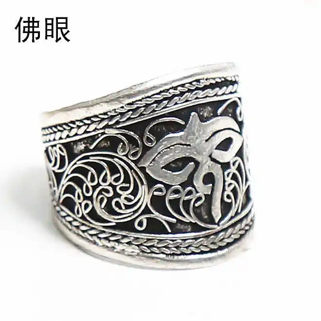 Тибетские кольца медные старые серебряные кольцо амулет для мужчин Будда глаз