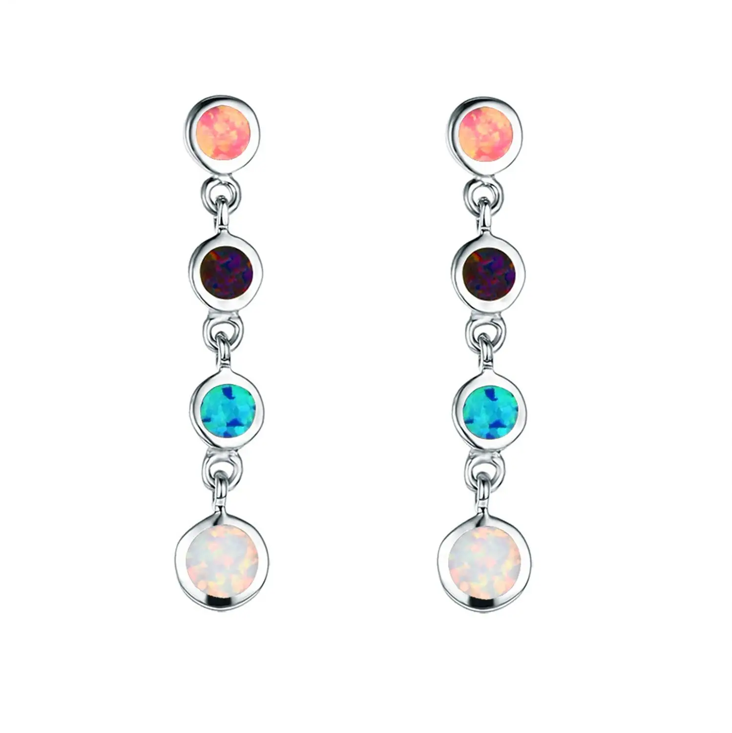 Женские круглые серьги гвоздики из стерлингового серебра 925 пробы с Синим Опалом