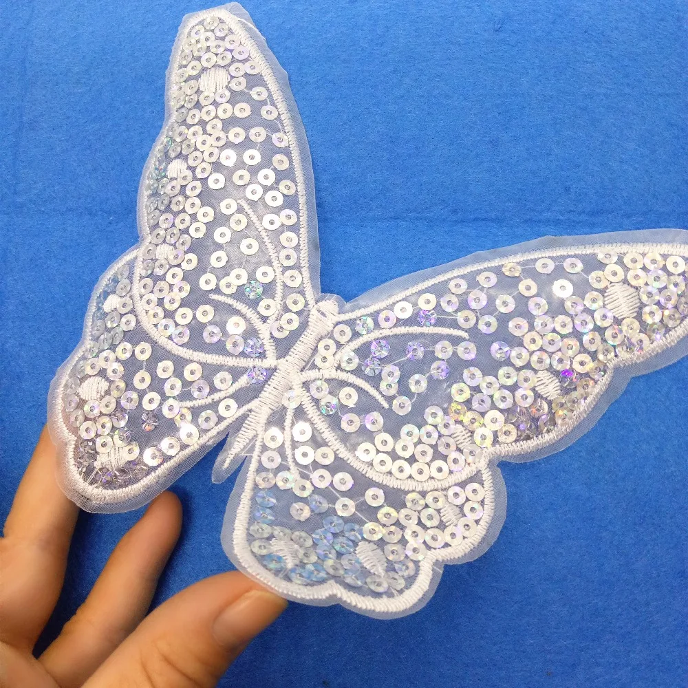 Большая вышитая бабочка с блестками sizeLACE задней клейкой кружевной аппликацией