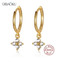 sterling silver 925 earrings small simple shiny zircon gold color hoop earrings cute fashion circle earrings for women