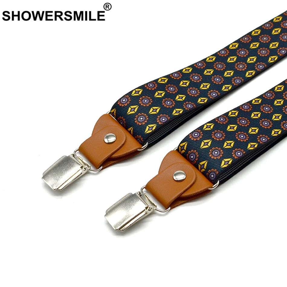 Подтяжки SHOWERSMILE мужские подтяжки с принтом подсолнухов 3 зажимы подвески