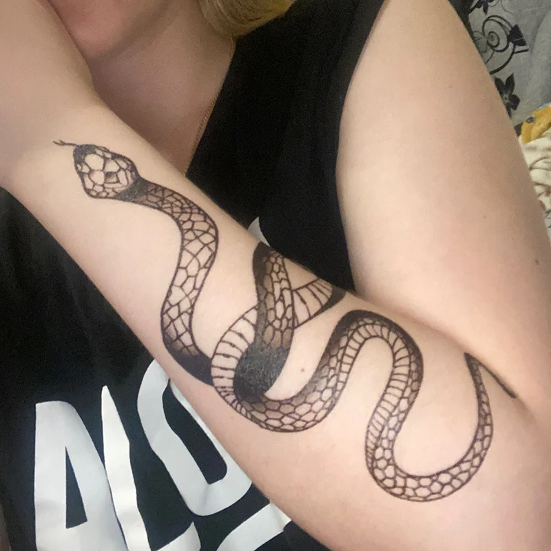 

3PCS Big Size Black Snake Temporary Tattoo Stickers For Women Men Body Waist Waterproof Fake Tatto Dark Wine Snake Tatto