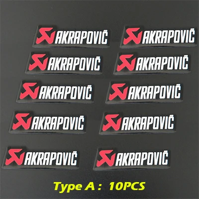 Type A 10PCS Универсальный алюминиевый Akrapovic стикер s глушитель наклейка глушитель наклейки для мотоцикла и автомобиля Наклейка - Название цвета: Type A 10PCS