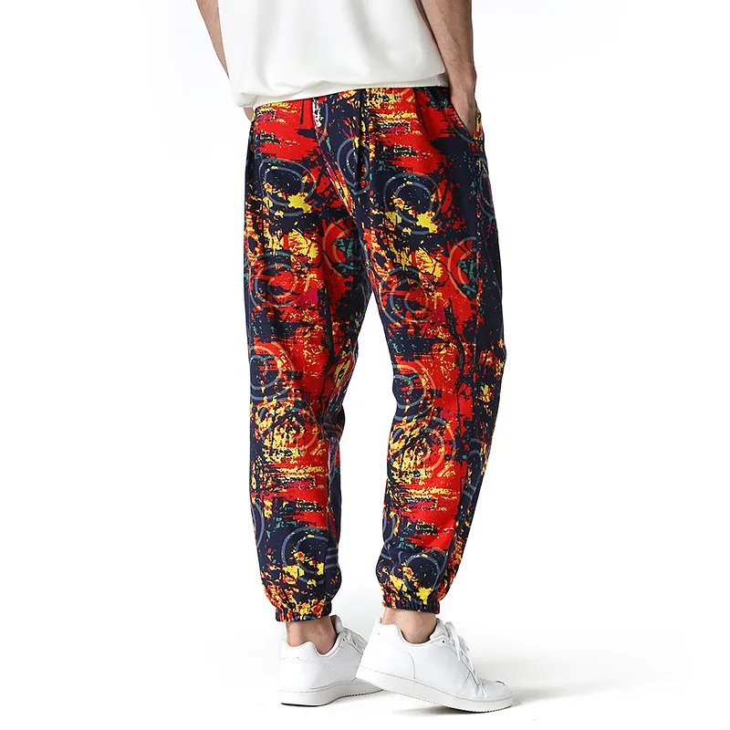Штаны-шаровары мужские хлопковые с принтом в стиле ретро | Мужская одежда