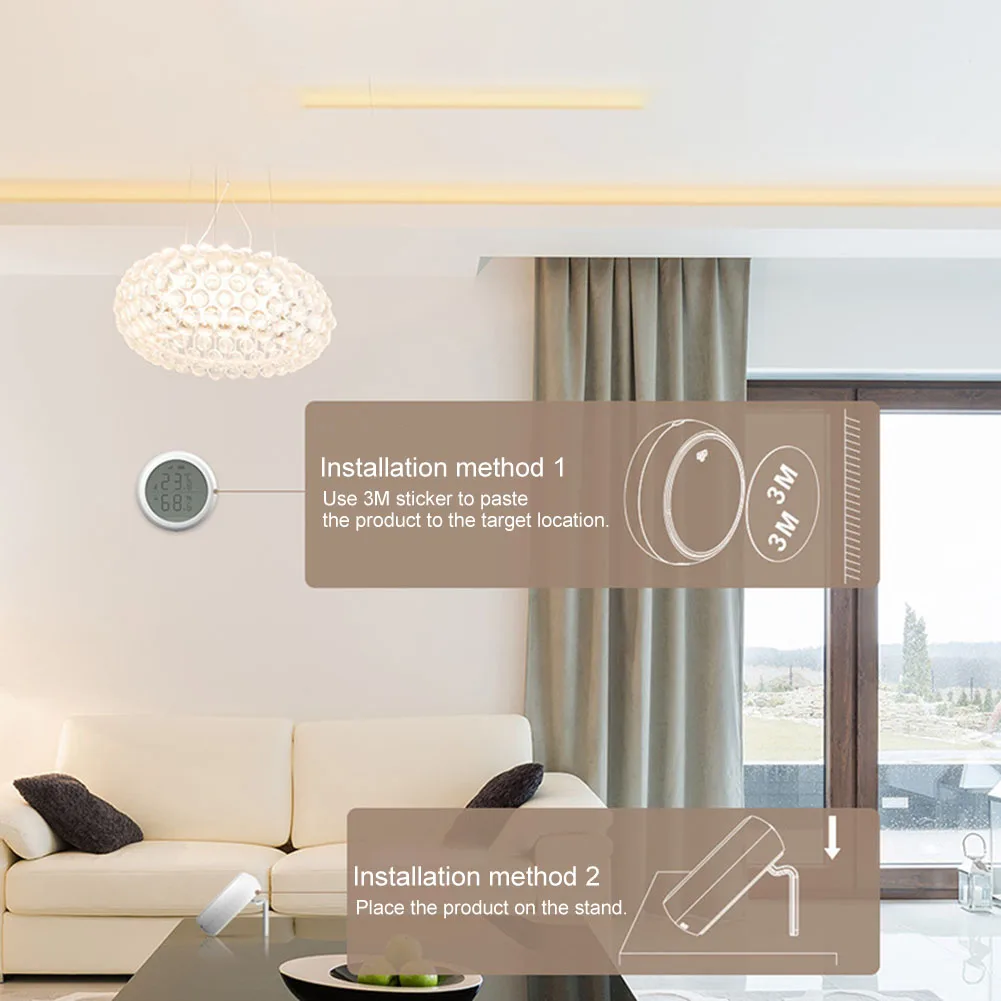 

Smart Home Temperature/Humidity Sensor Wall Thermometer Wall Hanging Hygrothermograph Monitor for Indoor Automatic Alarm
