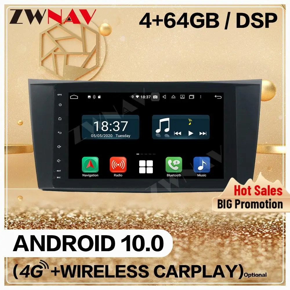 

GPS-магнитола для Benz E-Class W211, CLS W219 G-Class W463 2002-2006, 2007, 2008, Android 10,0, 4 + 128 Гбит/с