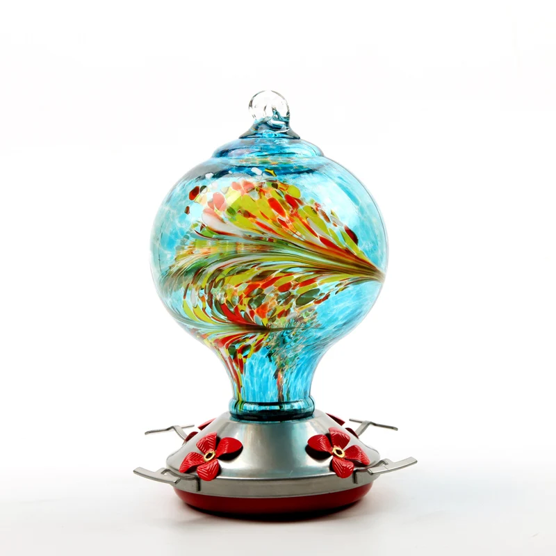 

Outdoor Hummingbird Food Feeders Hand Blown Glass Drinker Hummingbird Feeder Leak-Proof Easy to Clean Parrot accessories