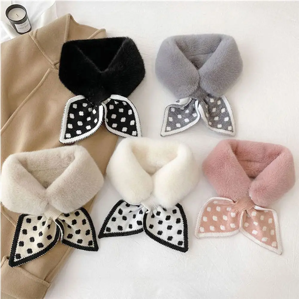 

Fashion Faux Fur Plush Windproof Shawl Plush Scarfs Warm Bib Cross Scarf Neckerchief