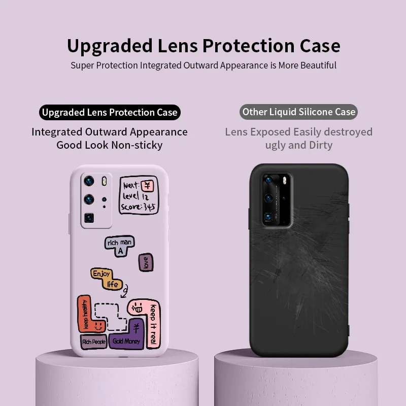 

Fashion Box Elimination Pattern For Huawei P40 p40lite P40pro P30 P20 Mate 40 40Pro Mate 30 20 10 9 Liquid Silicone Case