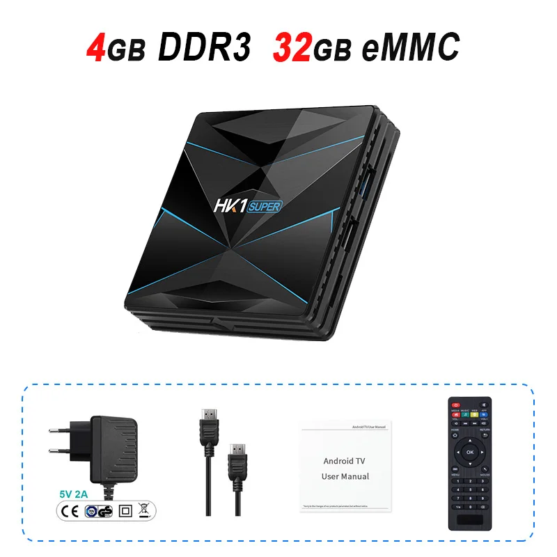 4GB 32GB HK1 Супер смарт ТВ коробка 4 Гб 128 ГБ Android 9,0 ТВ-бокс на Rockchip RK3318 64 ГБ 32 ГБ ТВ коробка Google Assistant 4K 3D HD 2,4G/5G двойной Wifi - Цвет: 4GB 32GB