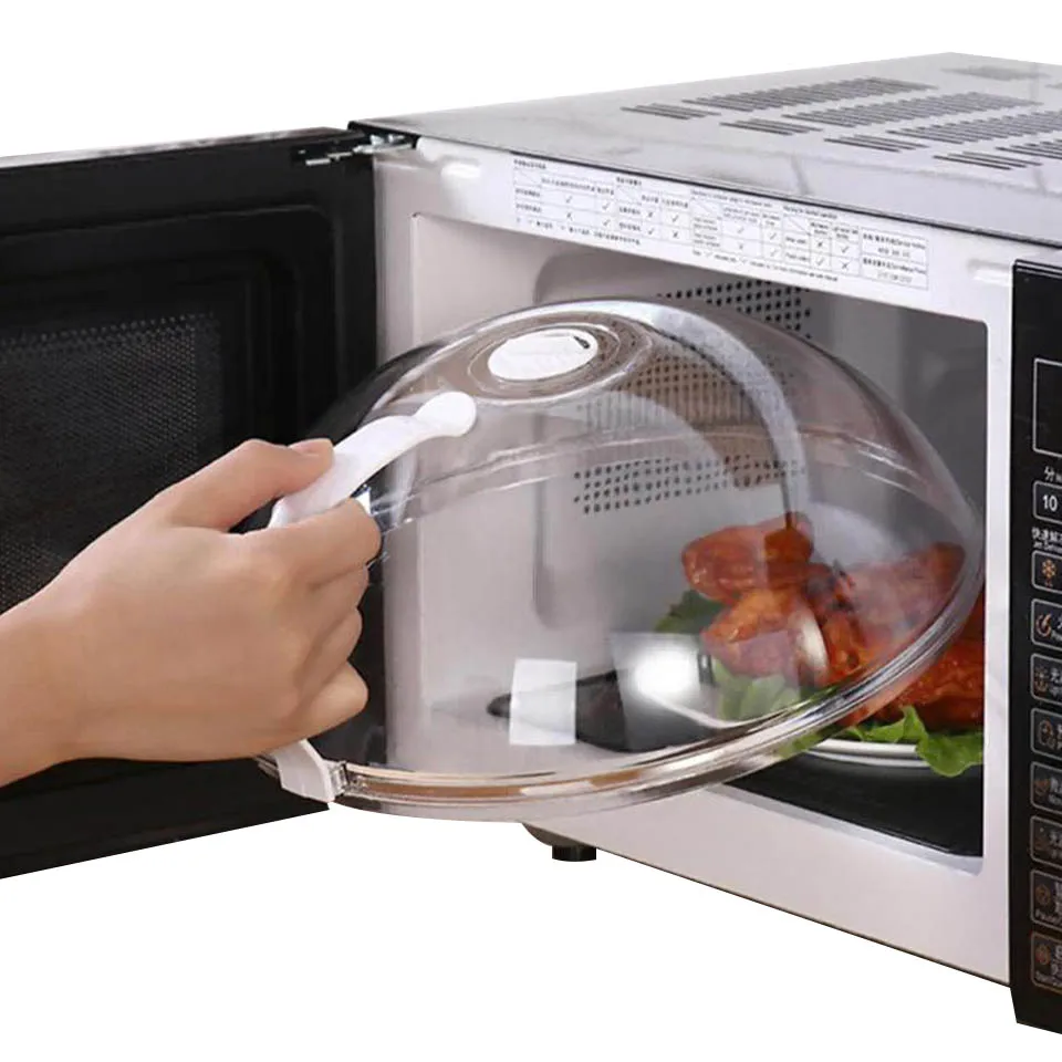 

Бытовая Крышка для разогрева микроволновой печи, крышка для еды, тарелка, крышка из ПП, прозрачная крышка против брызг, случайный цвет, с руч...